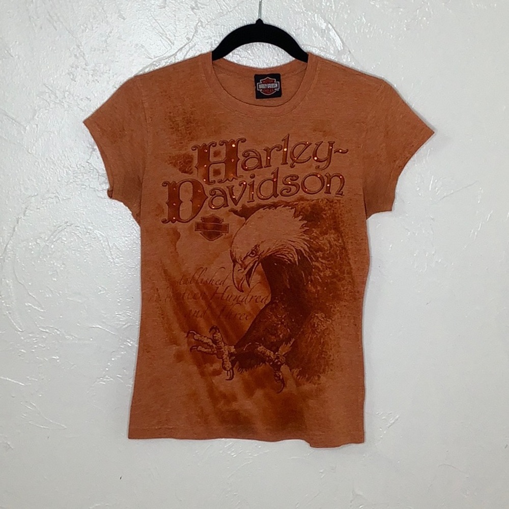 Harley Davidson Flying Eagle Crystal embellished SS t shirt size Medium